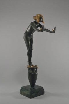 Claire Colinet - Sculpture Art Déco rare d'une danseuse égyptienne en bronze signée