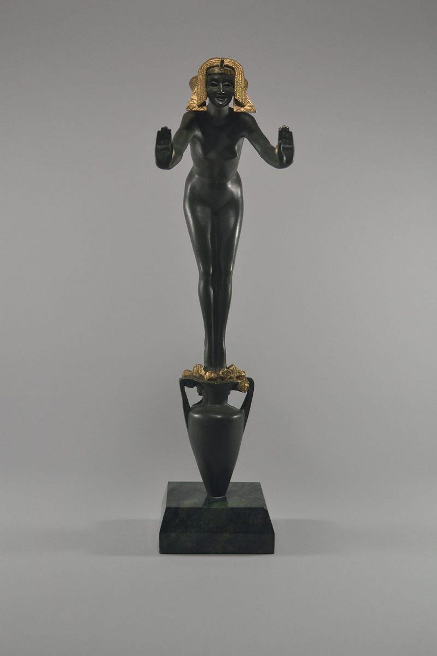 French Claire Colinet Bronze Egyptian Dancer Rare Art Deco Sculpture Signed