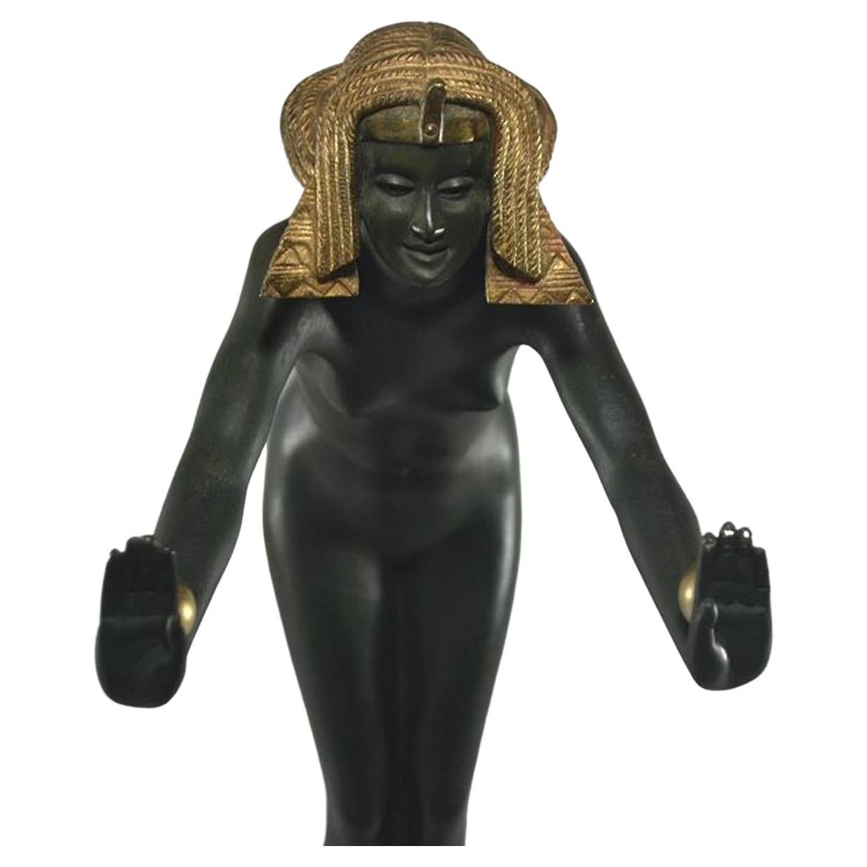 Claire Colinet Bronze Egyptian Dancer Rare Art Deco Sculpture Signed