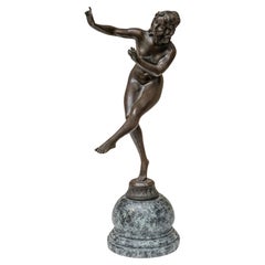 Antique Claire Colinet, signed Early 20th Century Bronze Sculpture on Marble Plinth