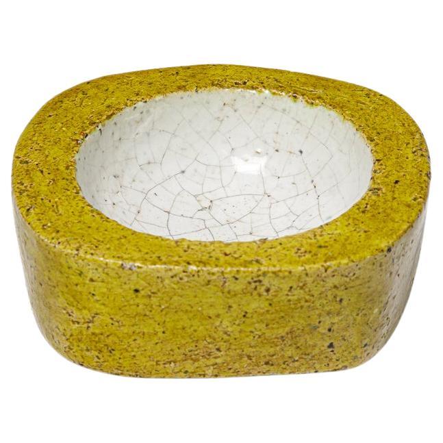 Claire Debril 20th design yellow and white ceramic vide poche or ashtray 1970