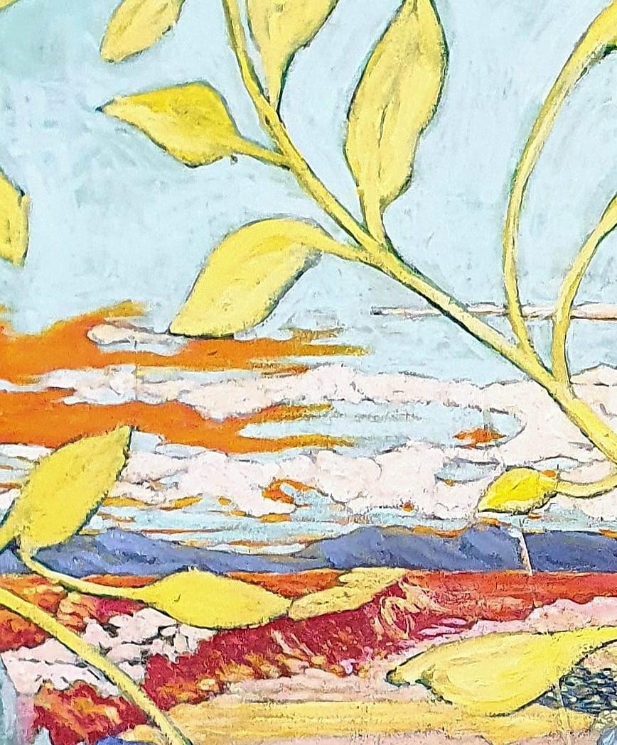 Peinture de paysage exotique colorée « Through the Grapevine » (A travers la vigne) - Contemporain Painting par Claire Denarie-Soffietti