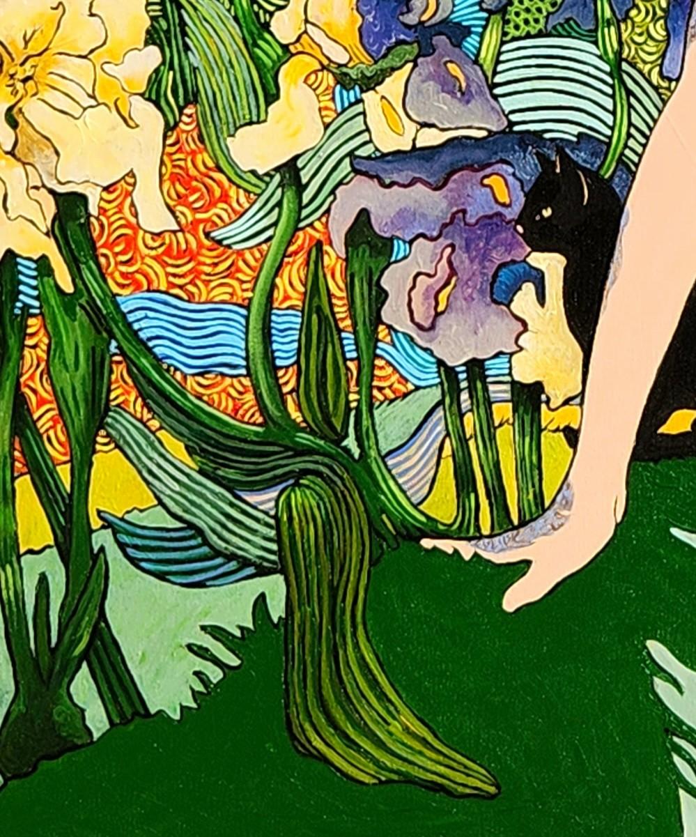 Grande peinture impressionniste figurative exotique et colorée 