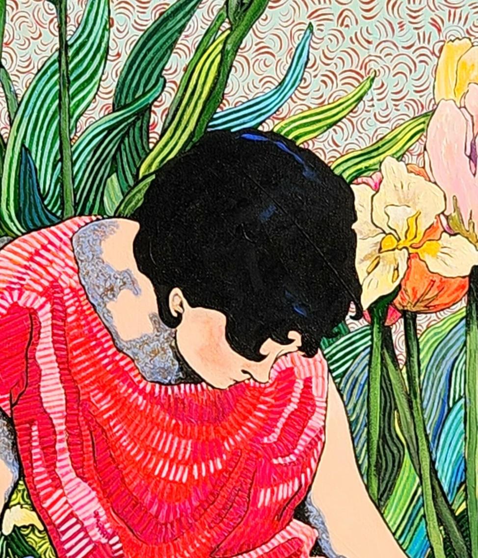 Grande peinture impressionniste figurative exotique et colorée 