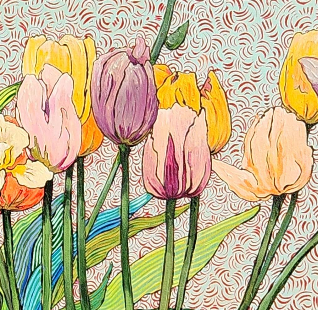 Grande peinture impressionniste figurative exotique et colorée 