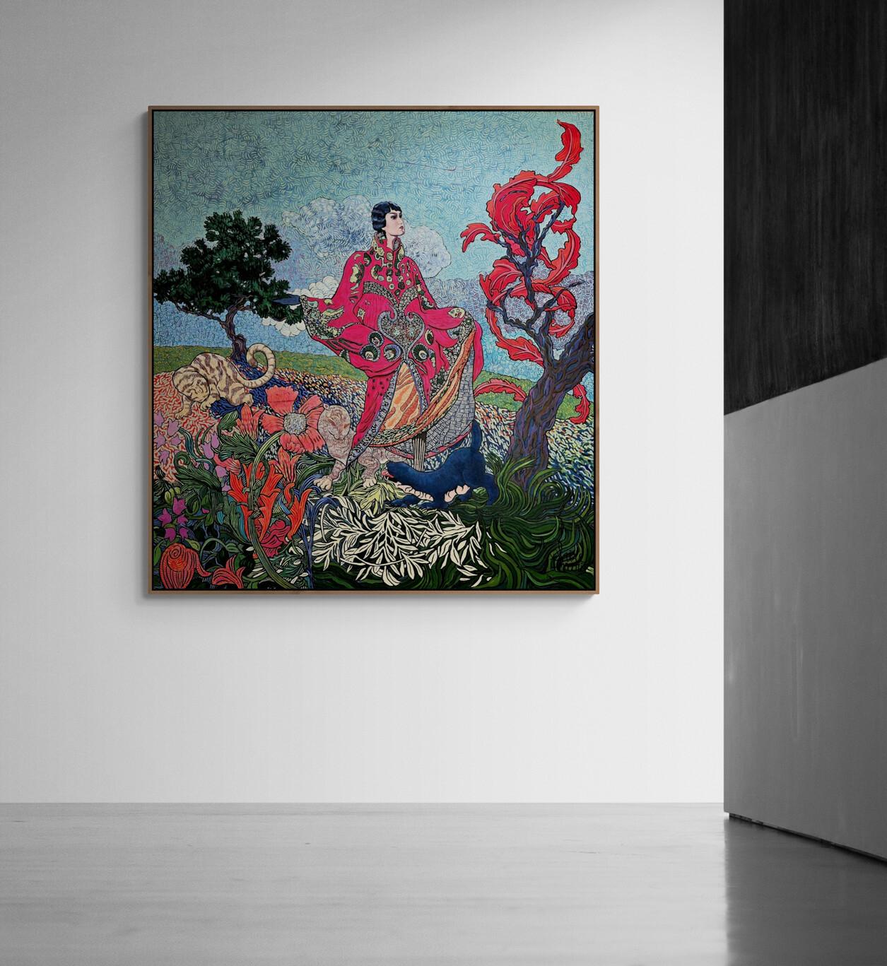 Large Colourful Exotic Impressionistic Figurative Painting 