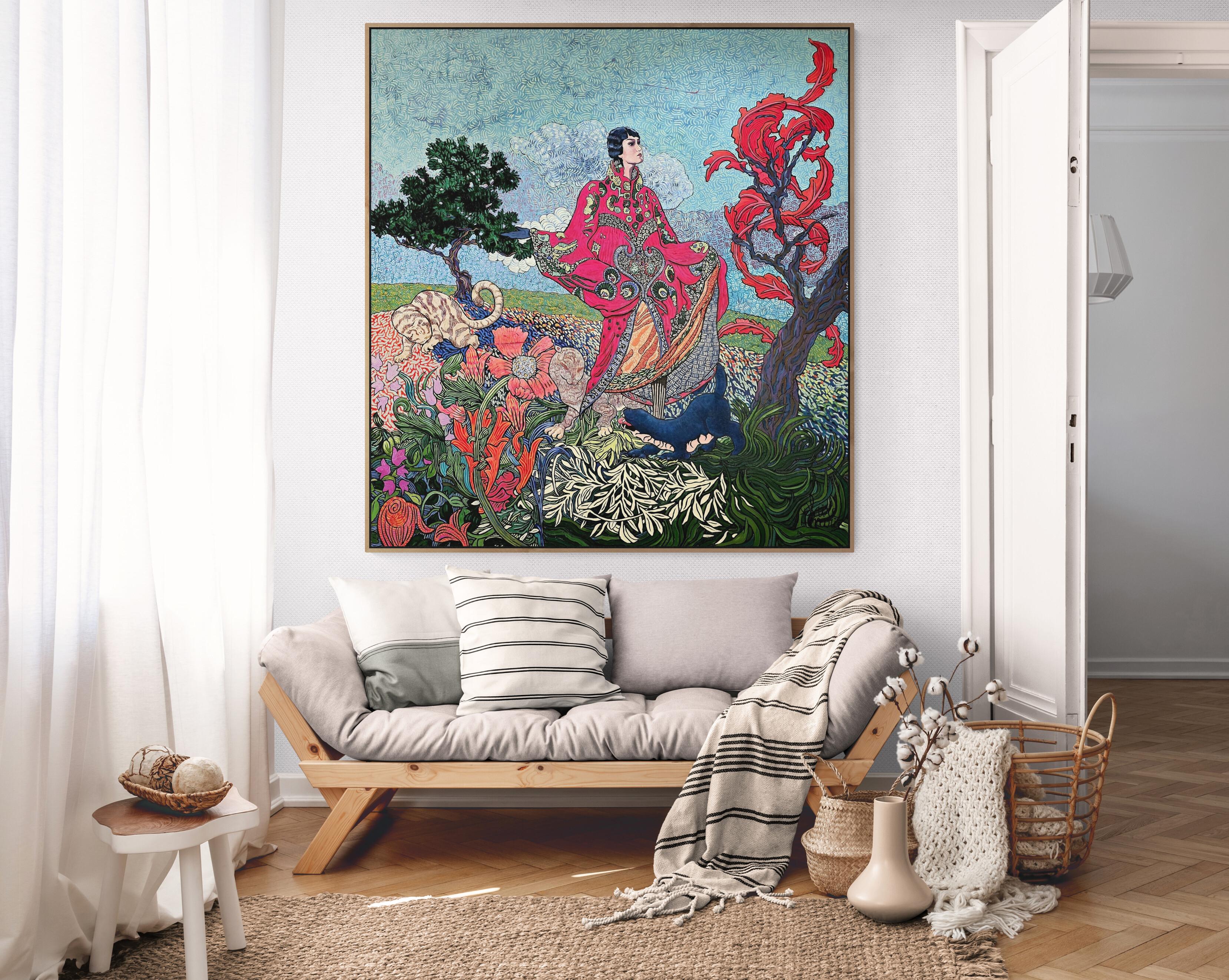 Large Colourful Exotic Impressionistic Figurative Painting 