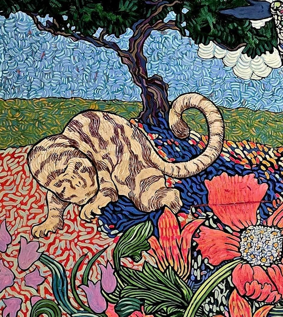 Large Colourful Exotic Impressionistic Figurative Painting 