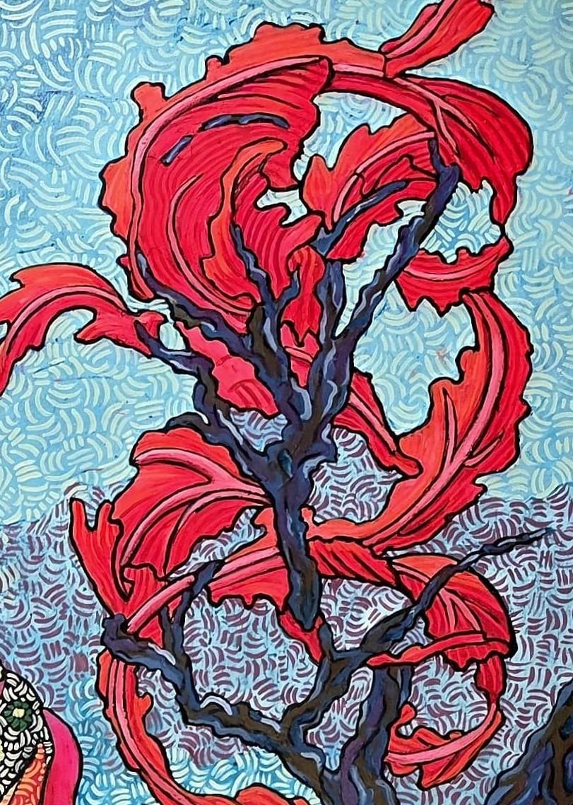 Large Colourful Exotic Impressionistic Figurative Painting 