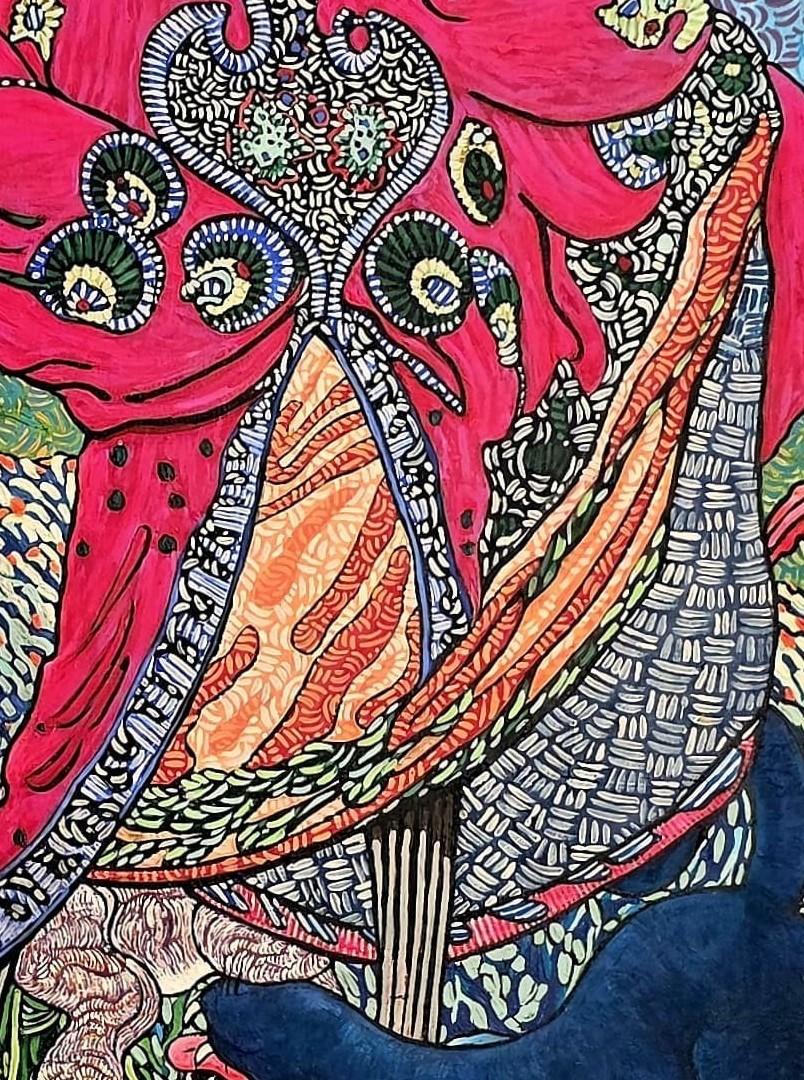 Large Colourful Exotic Impressionistic Figurative Painting 