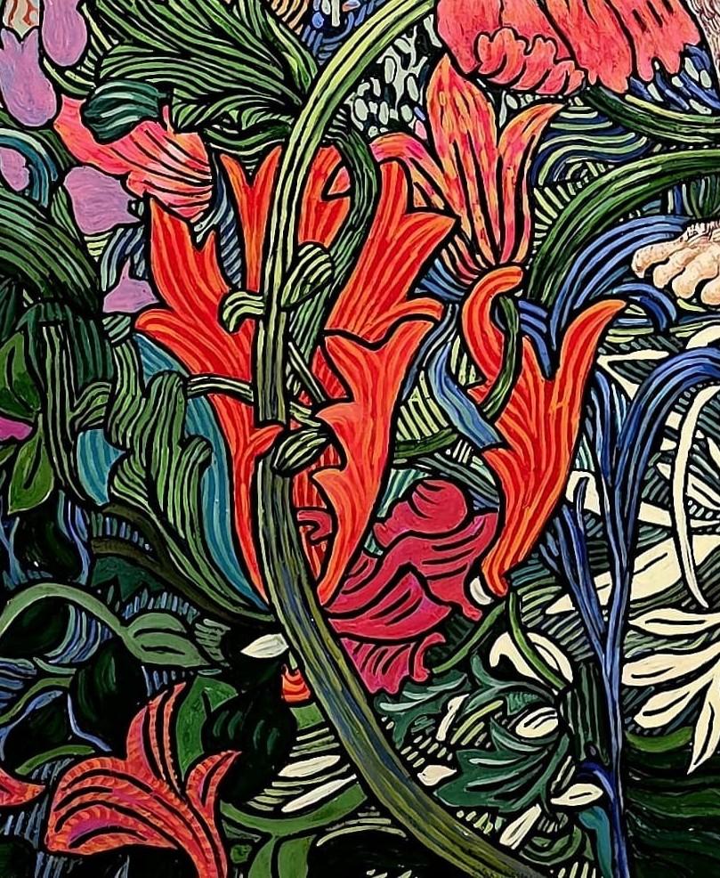 Large Colourful Exotic Impressionistic Figurative Painting 