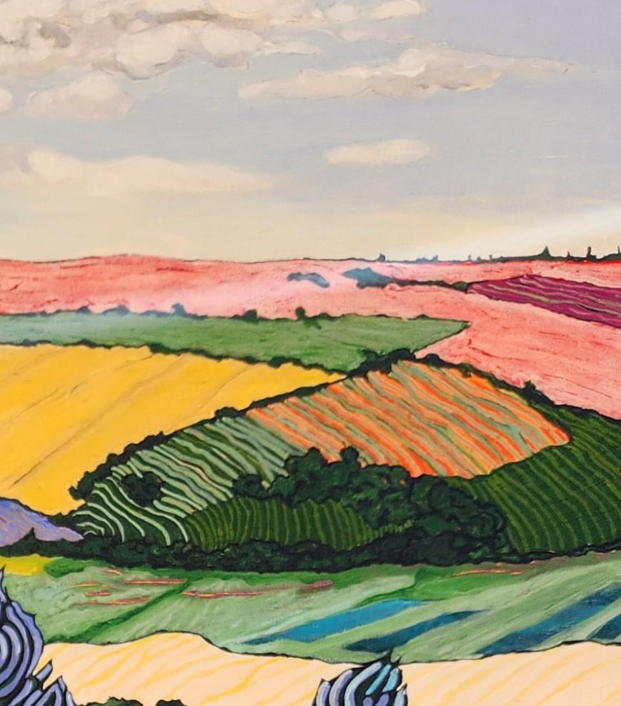 Großes farbenfrohes exotisch-impressionistisches Landschaftsgemälde 