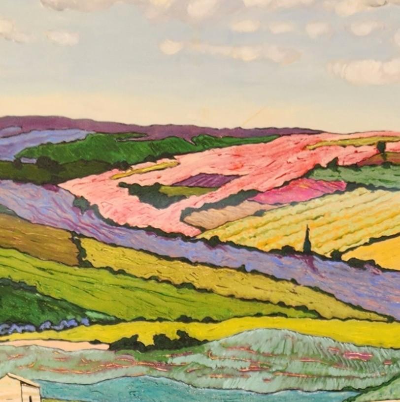 Großes farbenfrohes exotisch-impressionistisches Landschaftsgemälde 