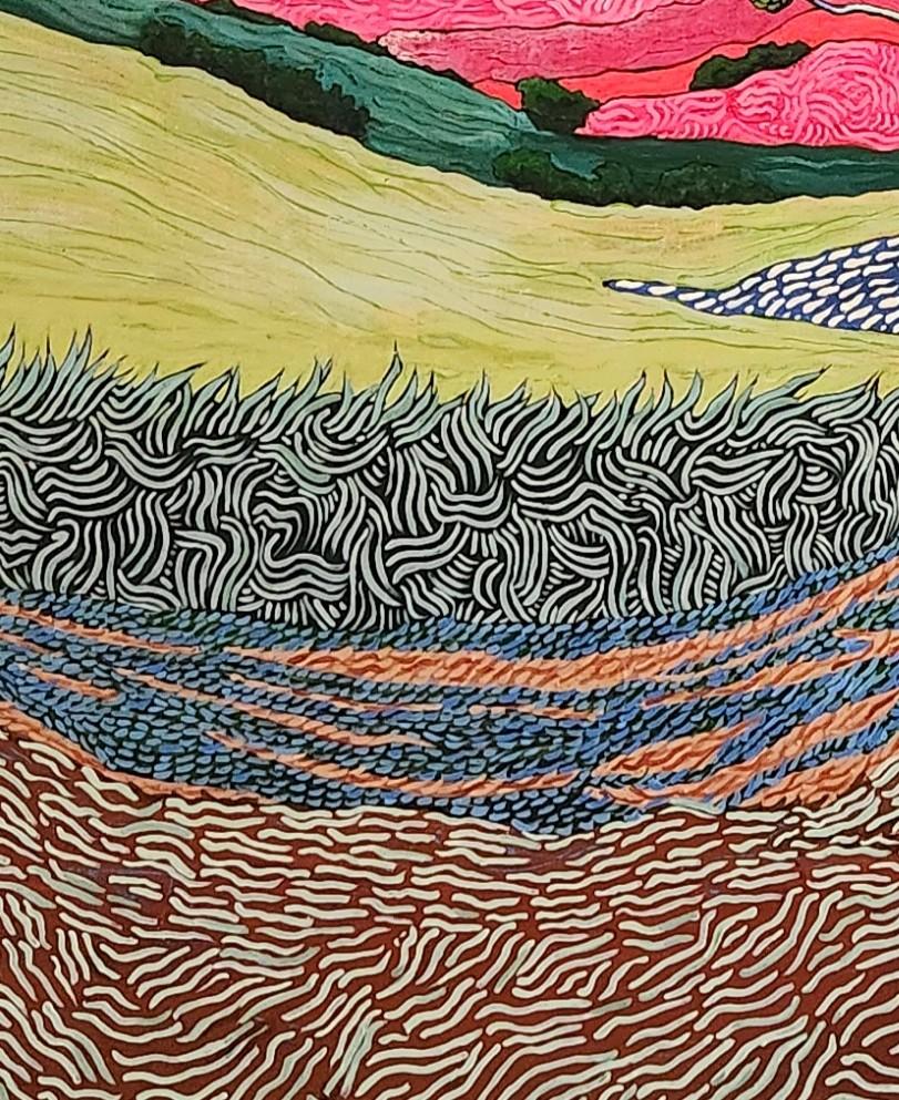 Large Colourful Exotic Impressionistic Landscape Painting 