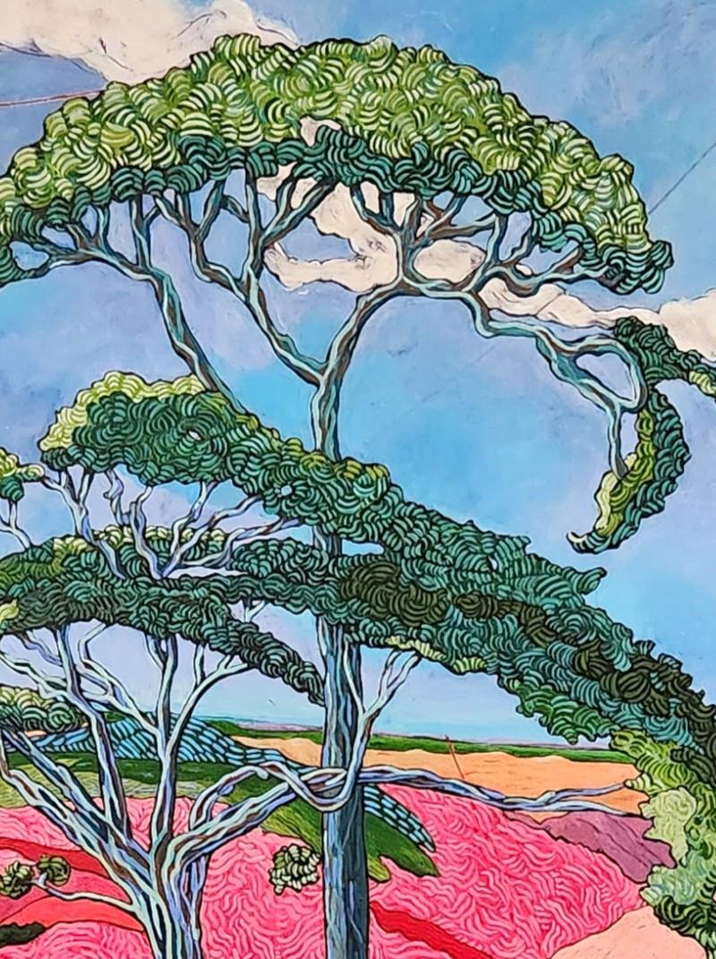 Large Colourful Exotic Impressionistic Landscape Painting 