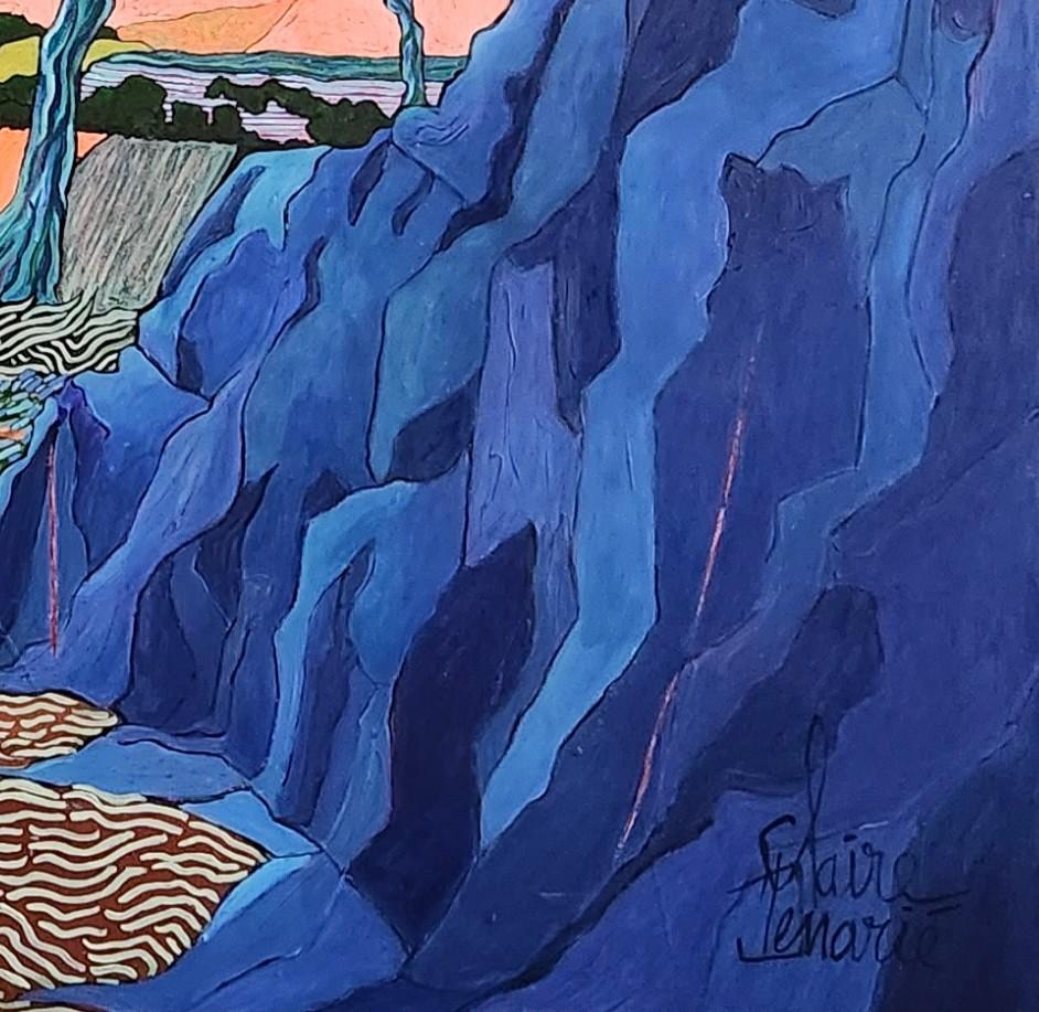 Large Colourful Exotic Impressionistic Landscape Painting 