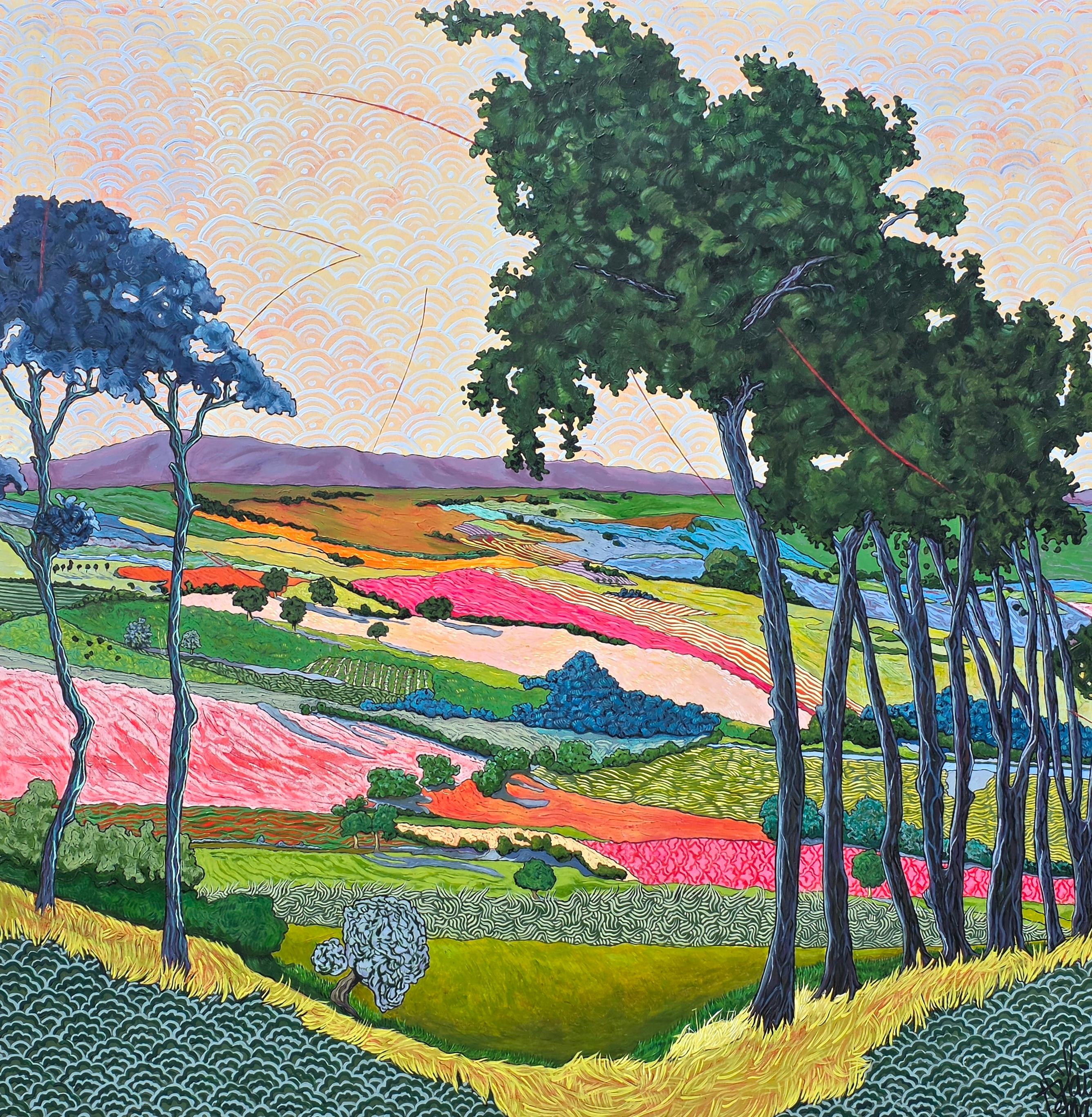 Large Colourful French Impressionistic Landscape Painting "Bol d'Air"