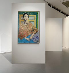 Grande dipinto ritratto esotico impressionistico colorato "Samsara