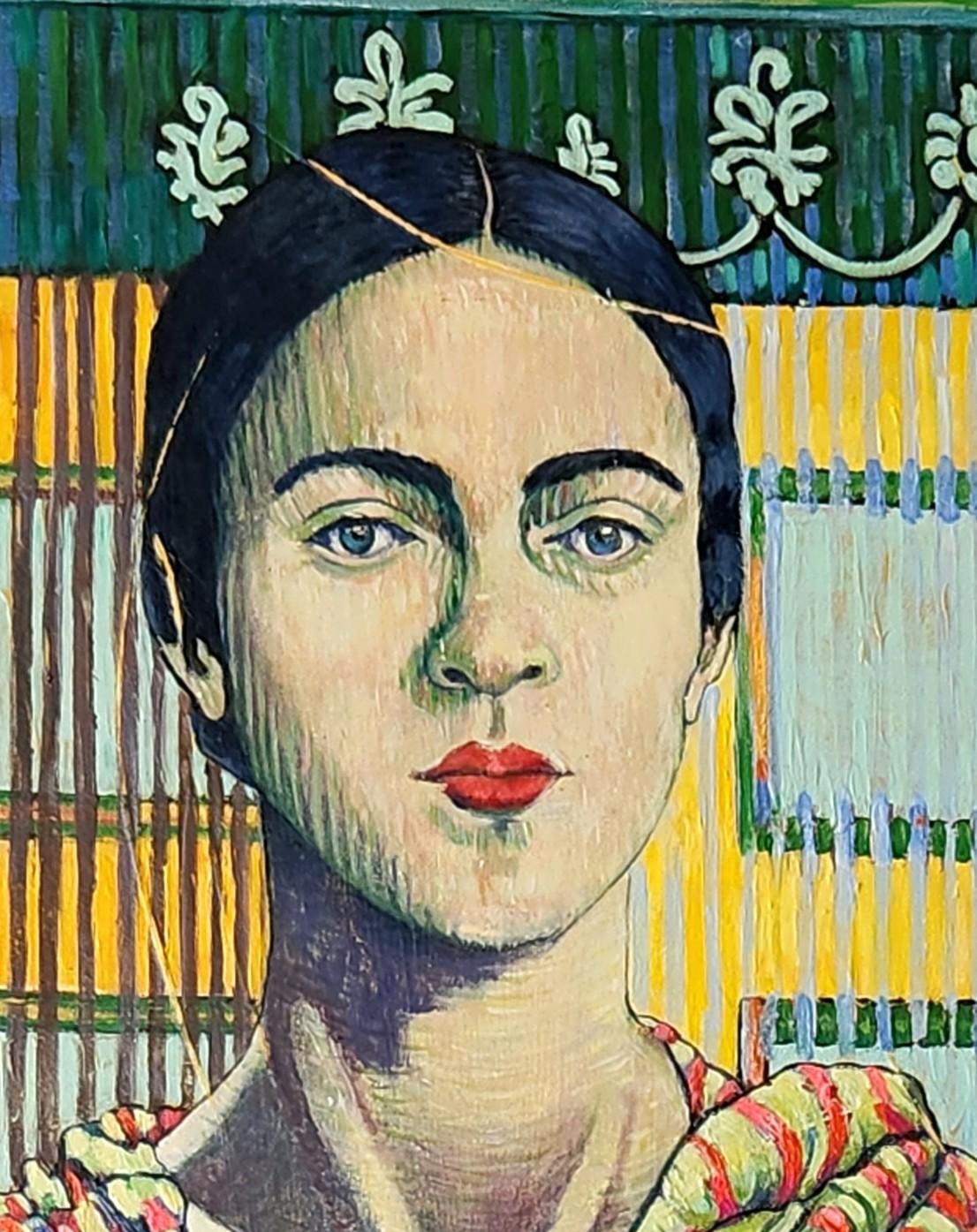 Large Colourful Exotic Impressionistic Portrait Painting 