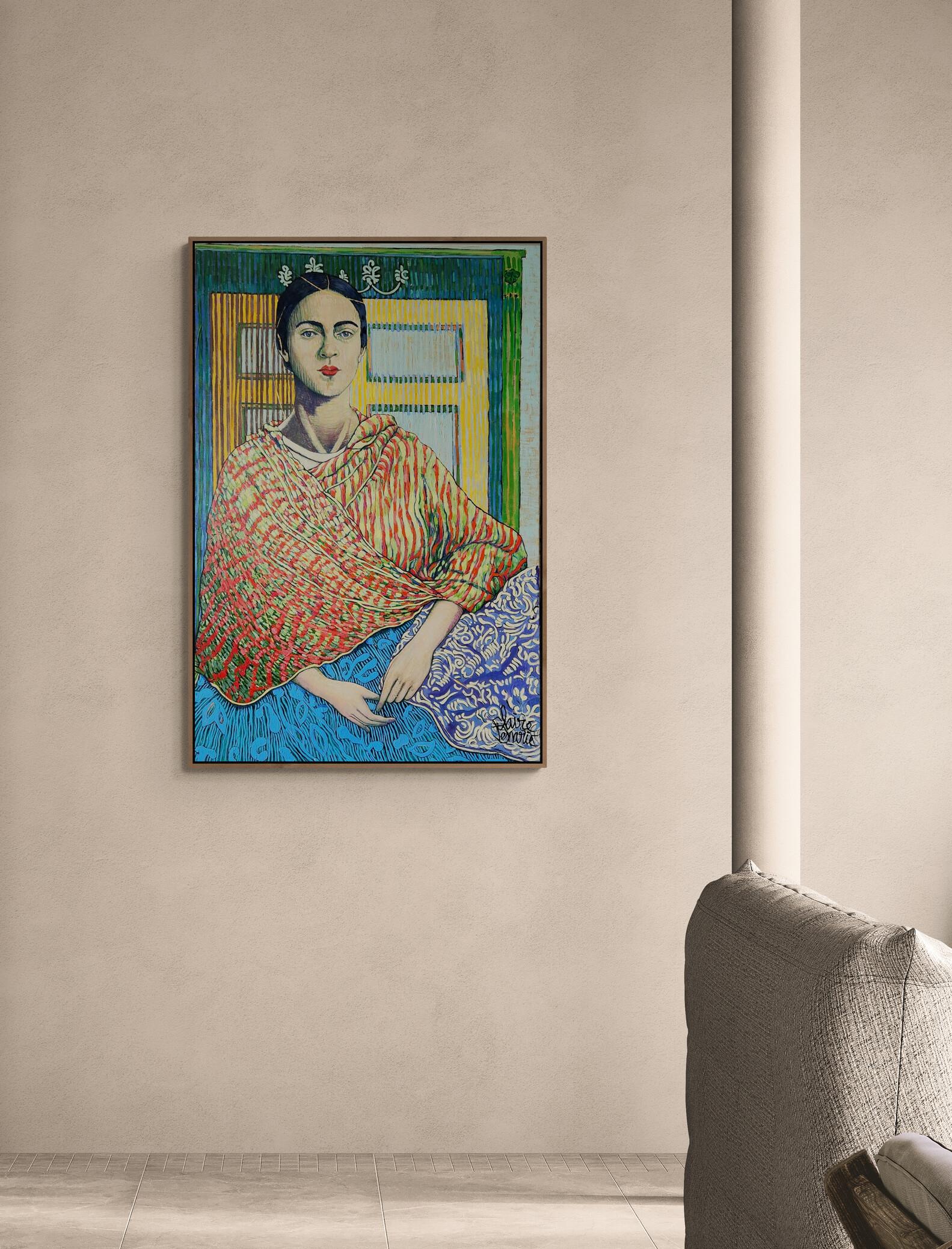 Large Colourful Exotic Impressionistic Portrait Painting 