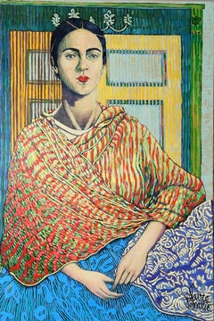 Claire Denarie-Soffietti - Large Colourful Exotic Impressionistic Portrait Painting "Samsara" Large Colourful Exotic Impressionistic Portrait Painting "Samsara"