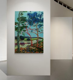 Large Colourful Exotic Landscape Painting "Heure Bleu"