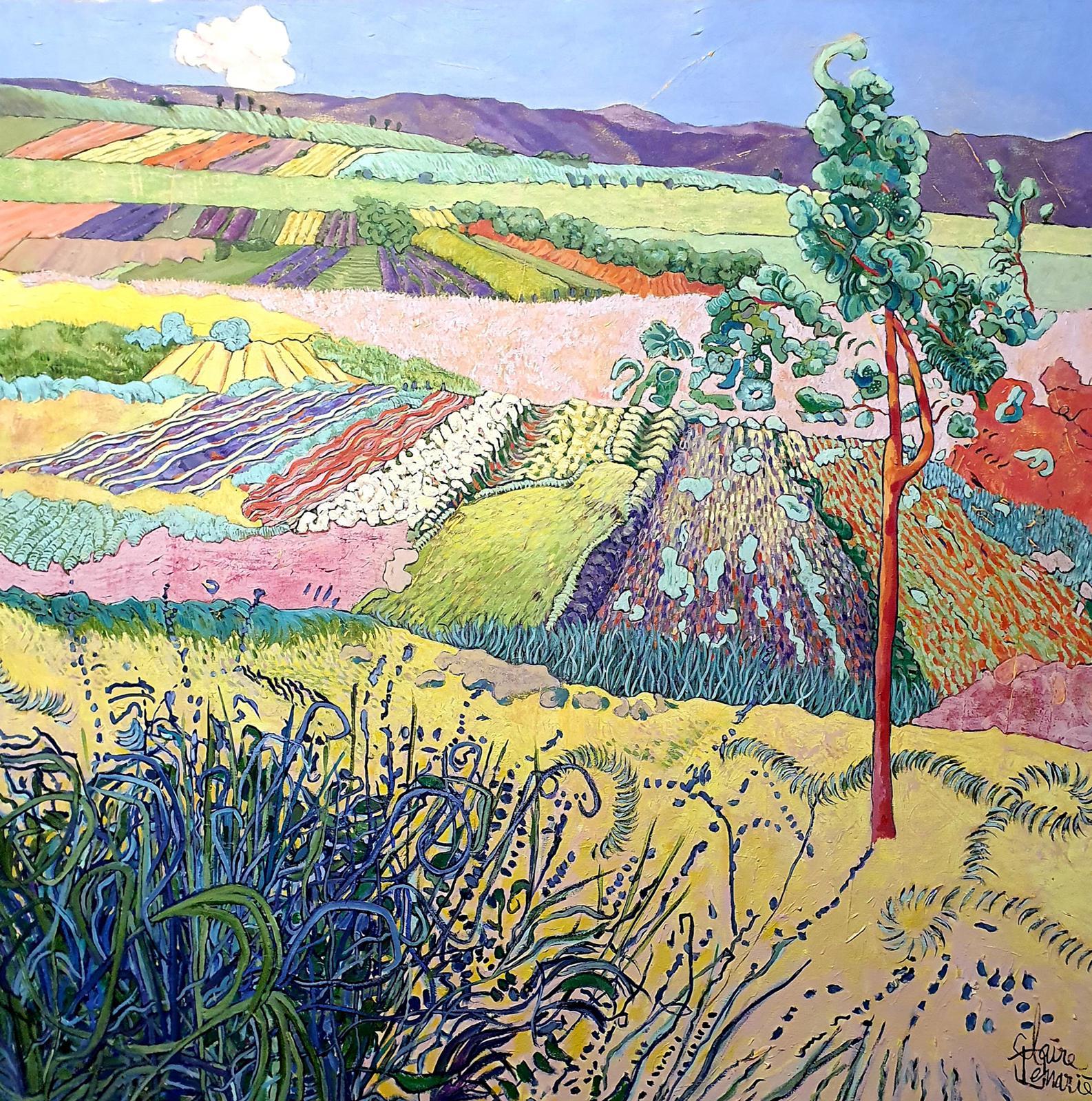 Large Colourful Exotic Landscape Painting "Le Chant"