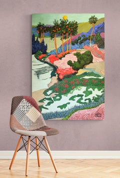 Large Colourful Exotic Landscape Painting "Mandarin"