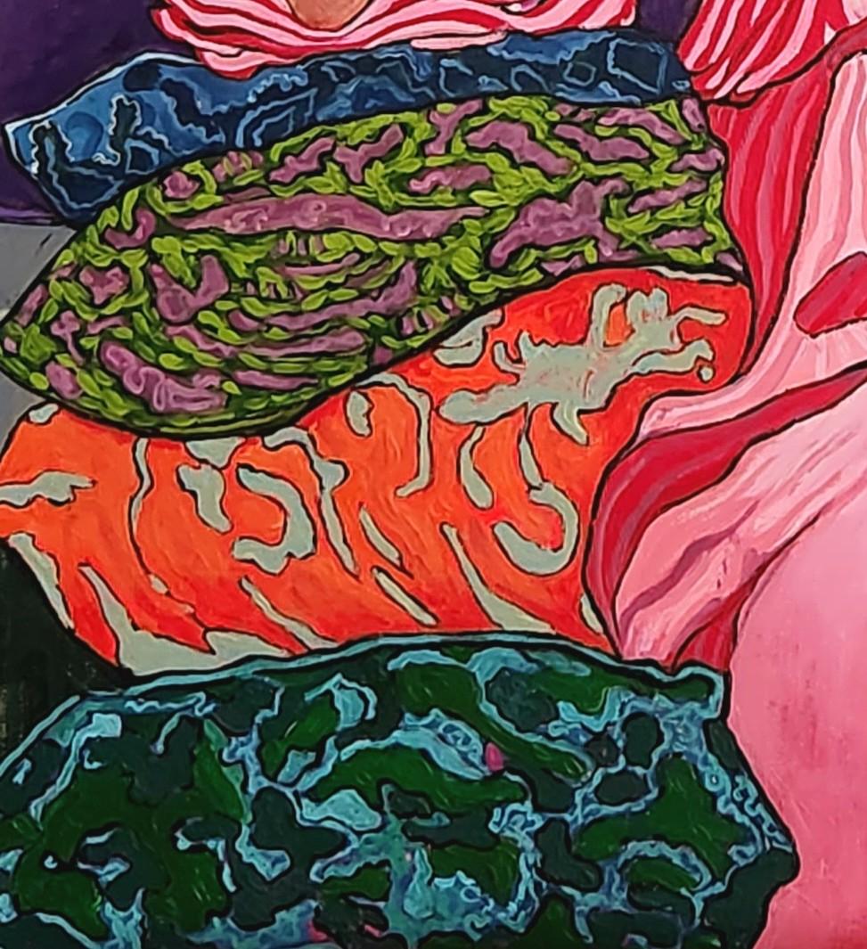 Large Colourful Impressionistic Exotic Interior Painting 