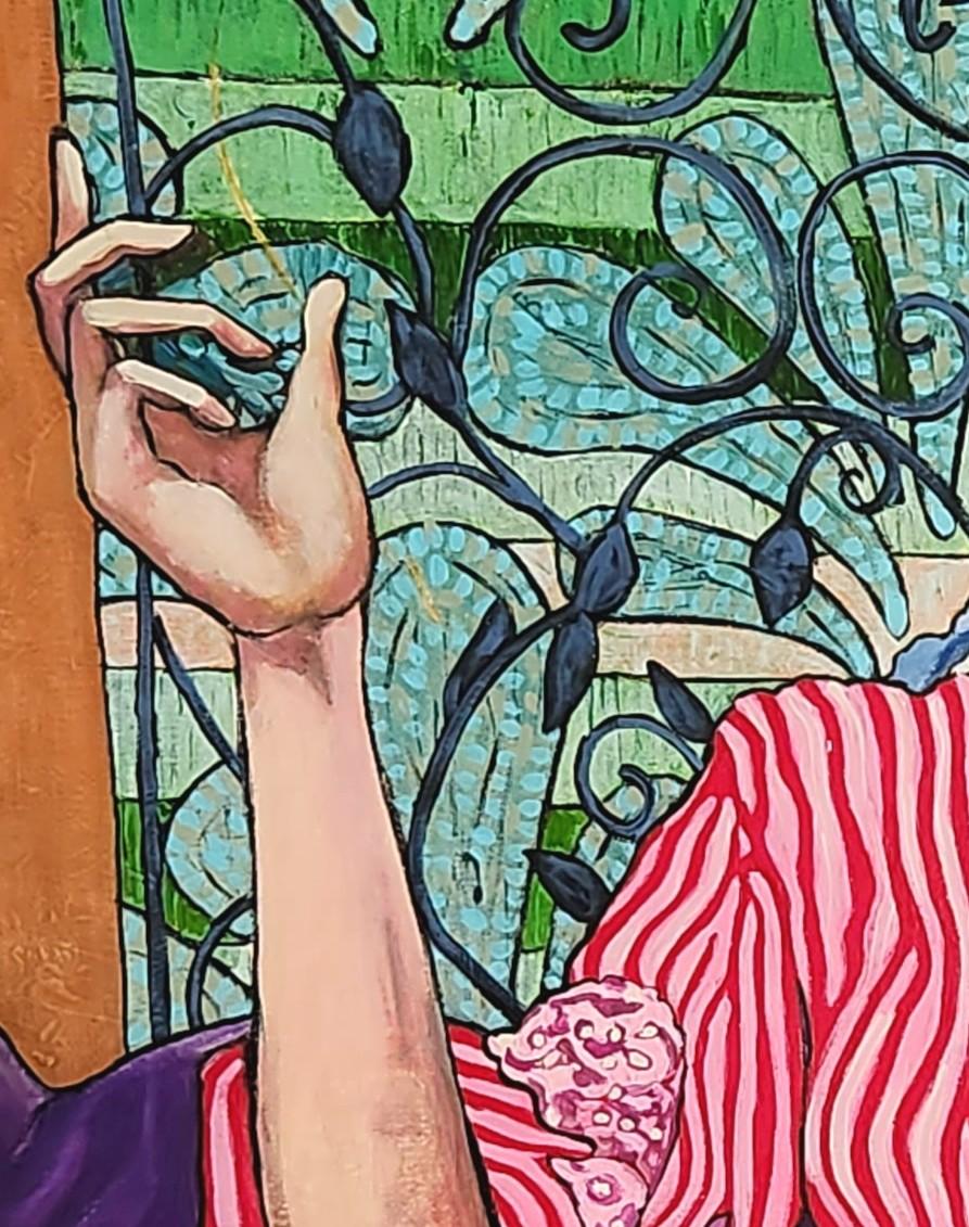 Large Colourful Impressionistic Exotic Interior Painting 