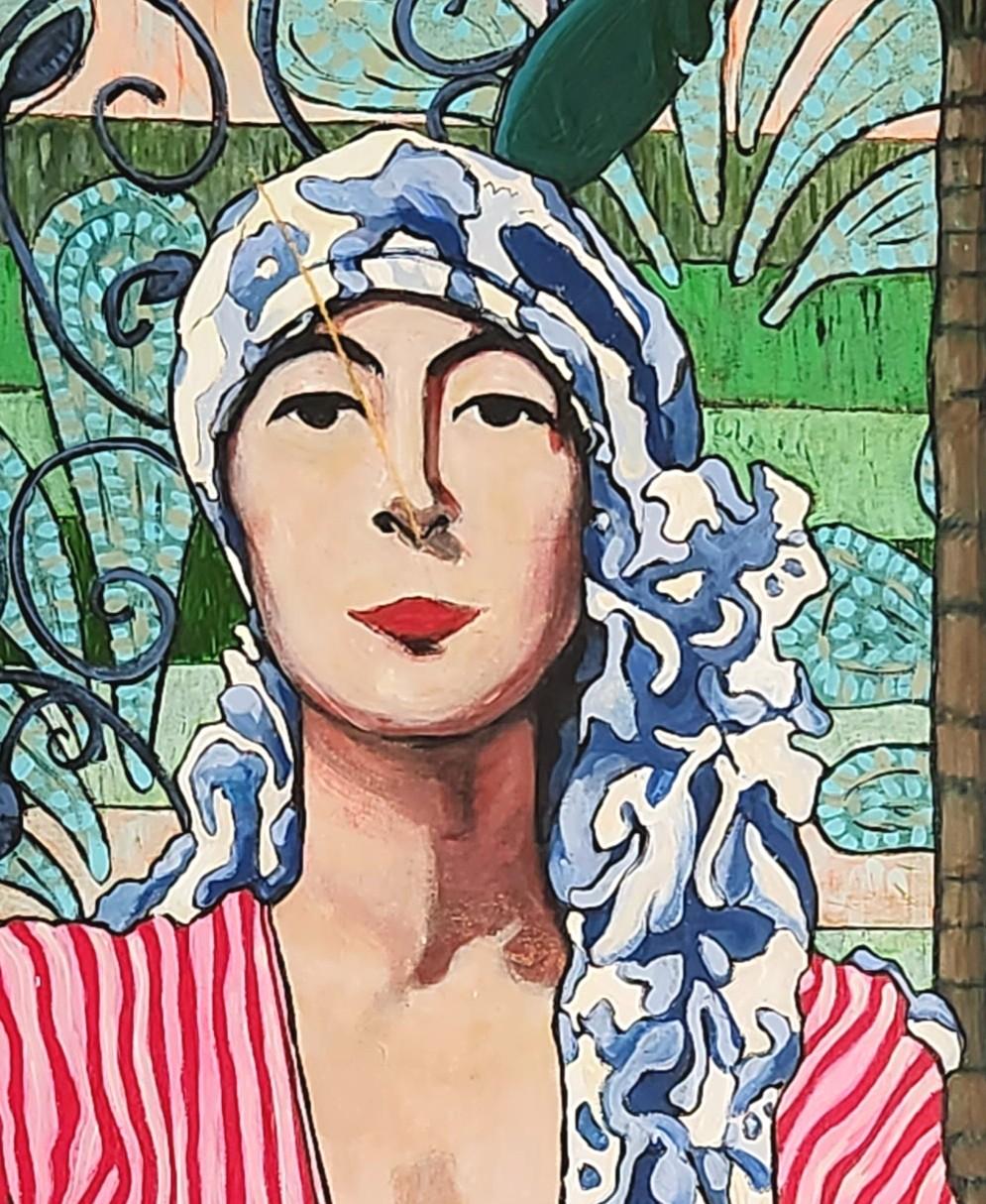 Large Colourful Impressionistic Exotic Interior Painting 