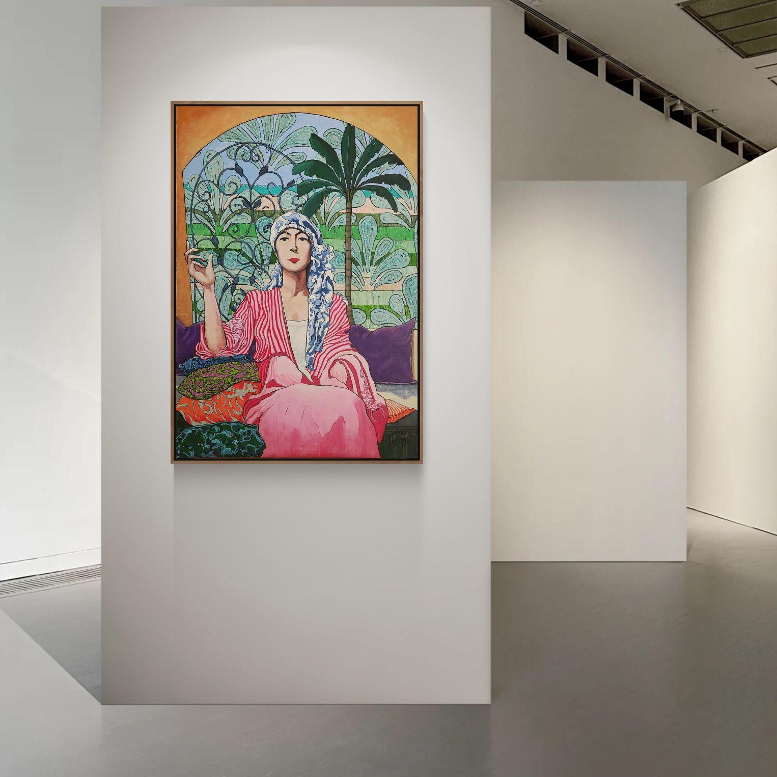 Large Colourful Impressionistic Exotic Interior Painting 