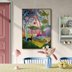 Large Colourful Impressionistic Exotic Landscape Painting "Licorice"