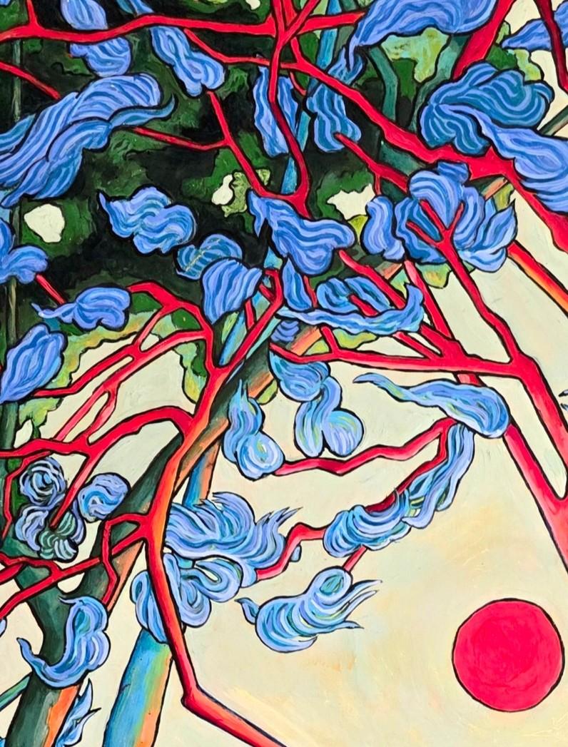 Large Colourful Impressionistic Exotic Landscape Painting 