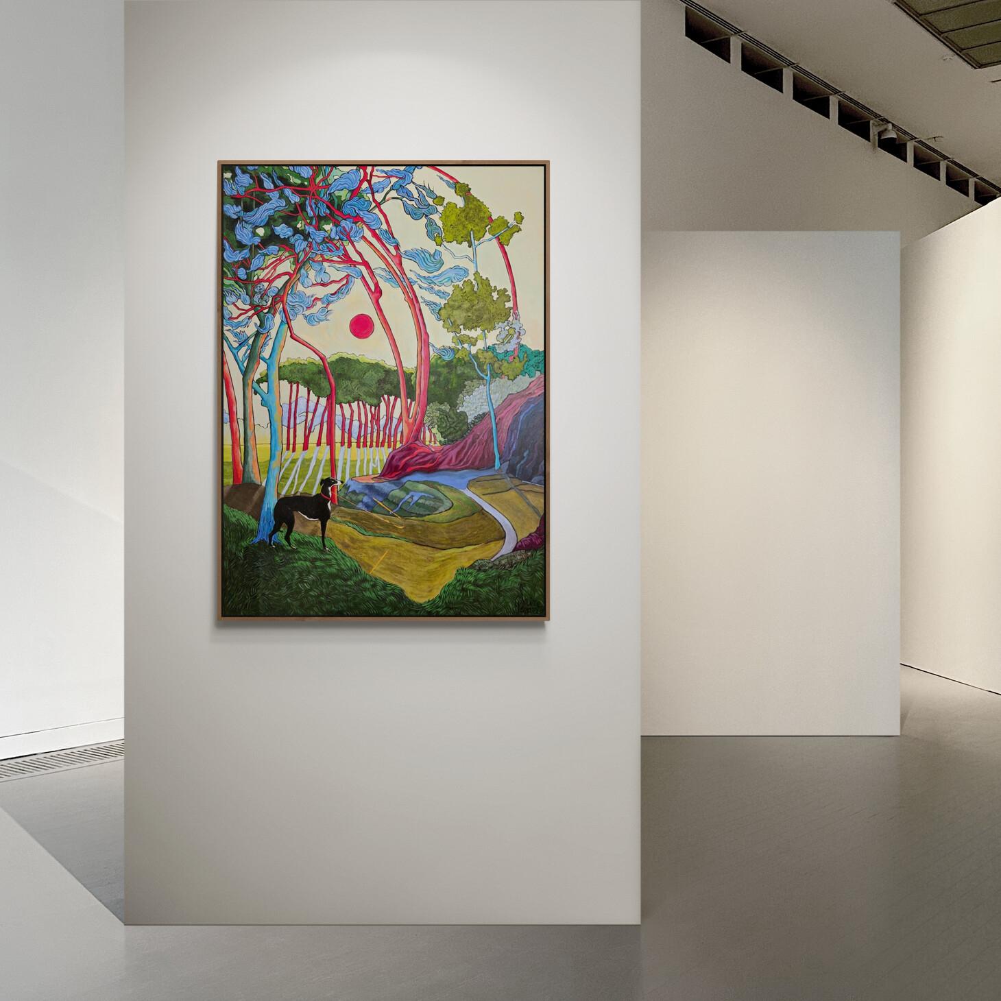 Large Colourful Impressionistic Exotic Landscape Painting 