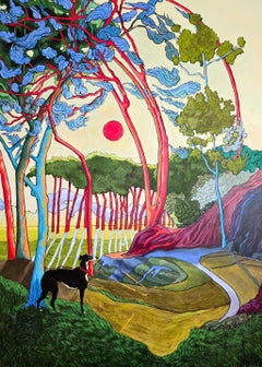 Large Colourful Impressionistic Exotic Landscape Painting "Licorice"
