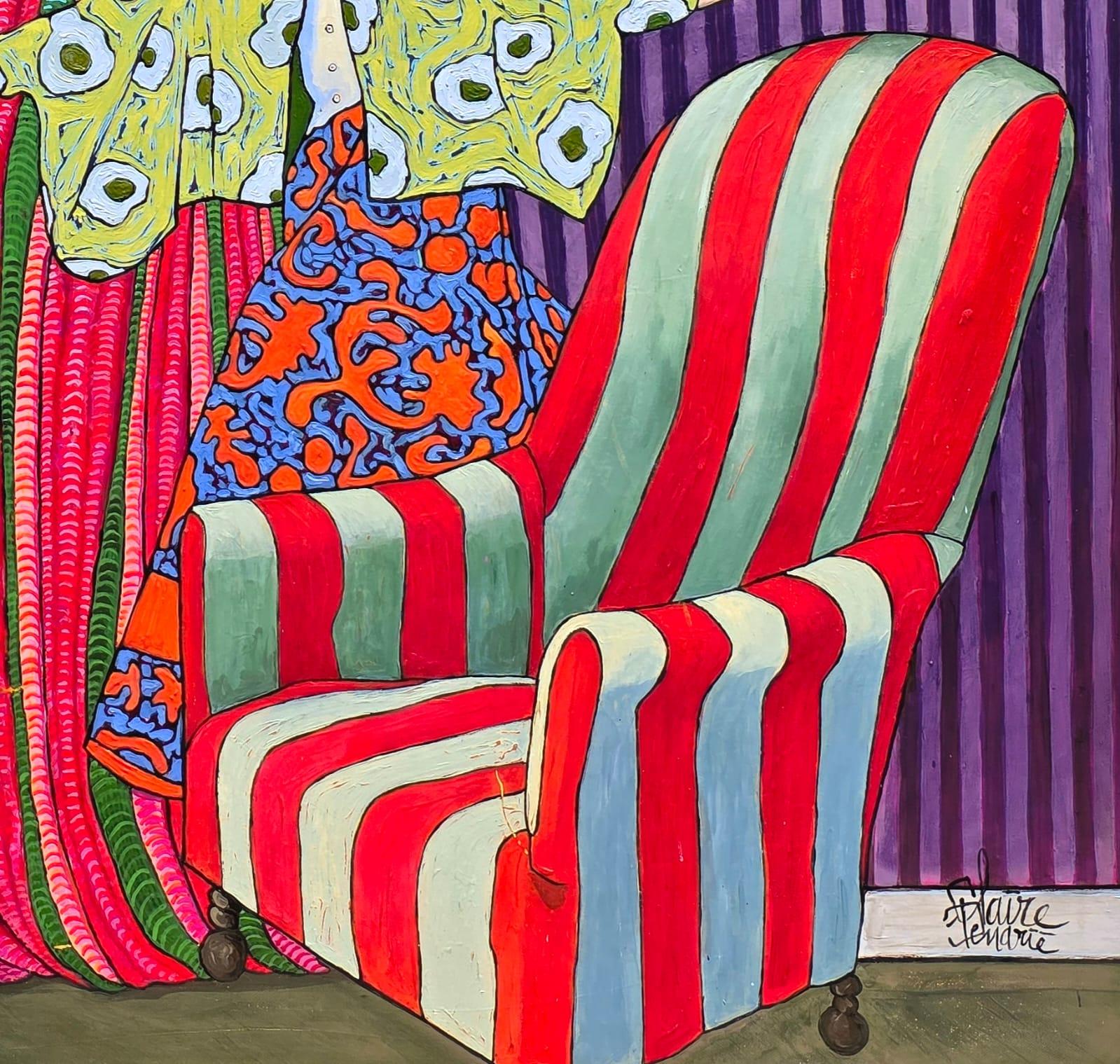 Large Colourful Impressionistic Figurative Interior Painting 