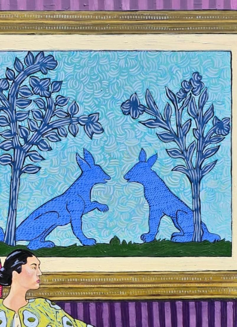 Large Colourful Impressionistic Figurative Interior Painting 