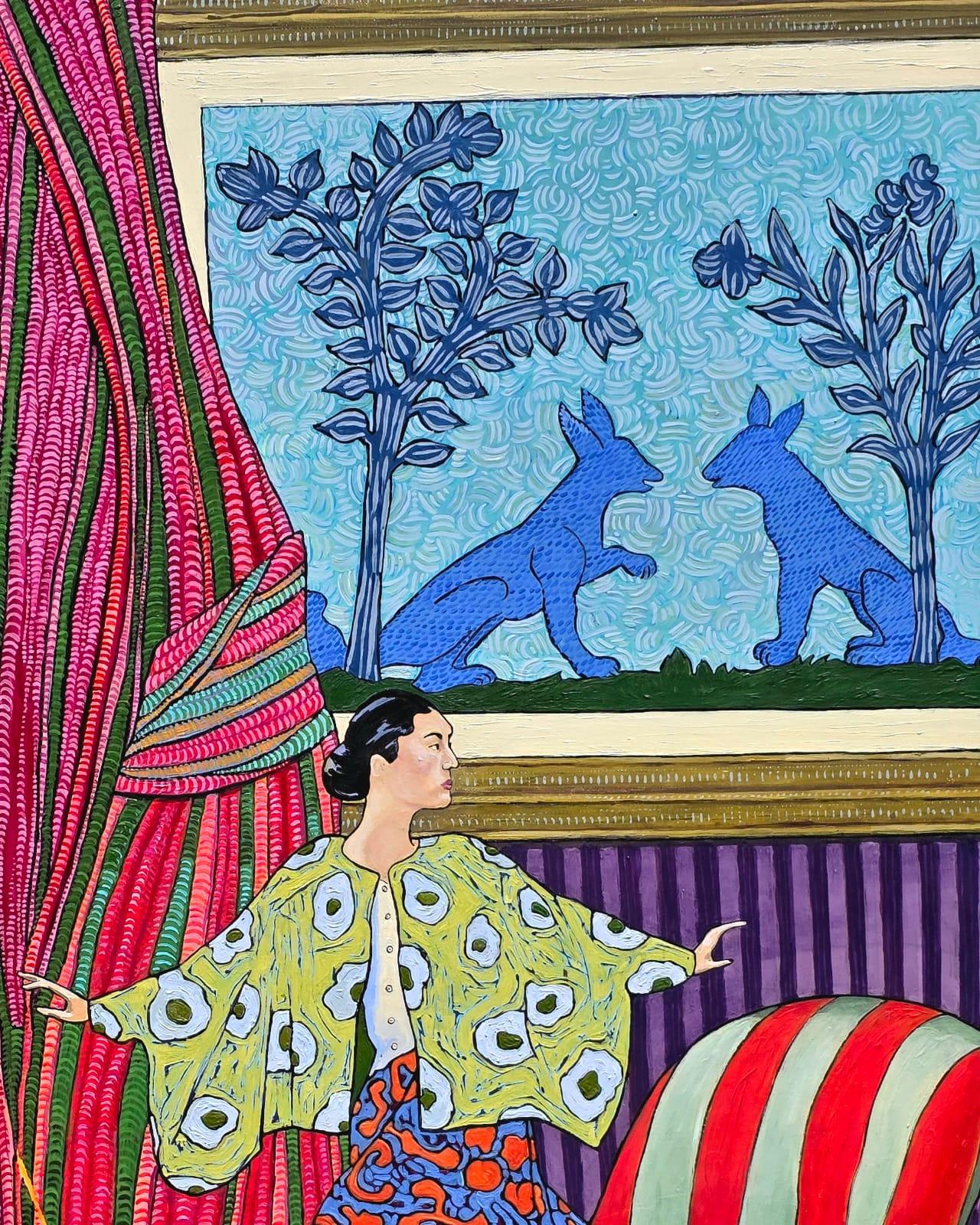 Large Colourful Impressionistic Figurative Interior Painting 