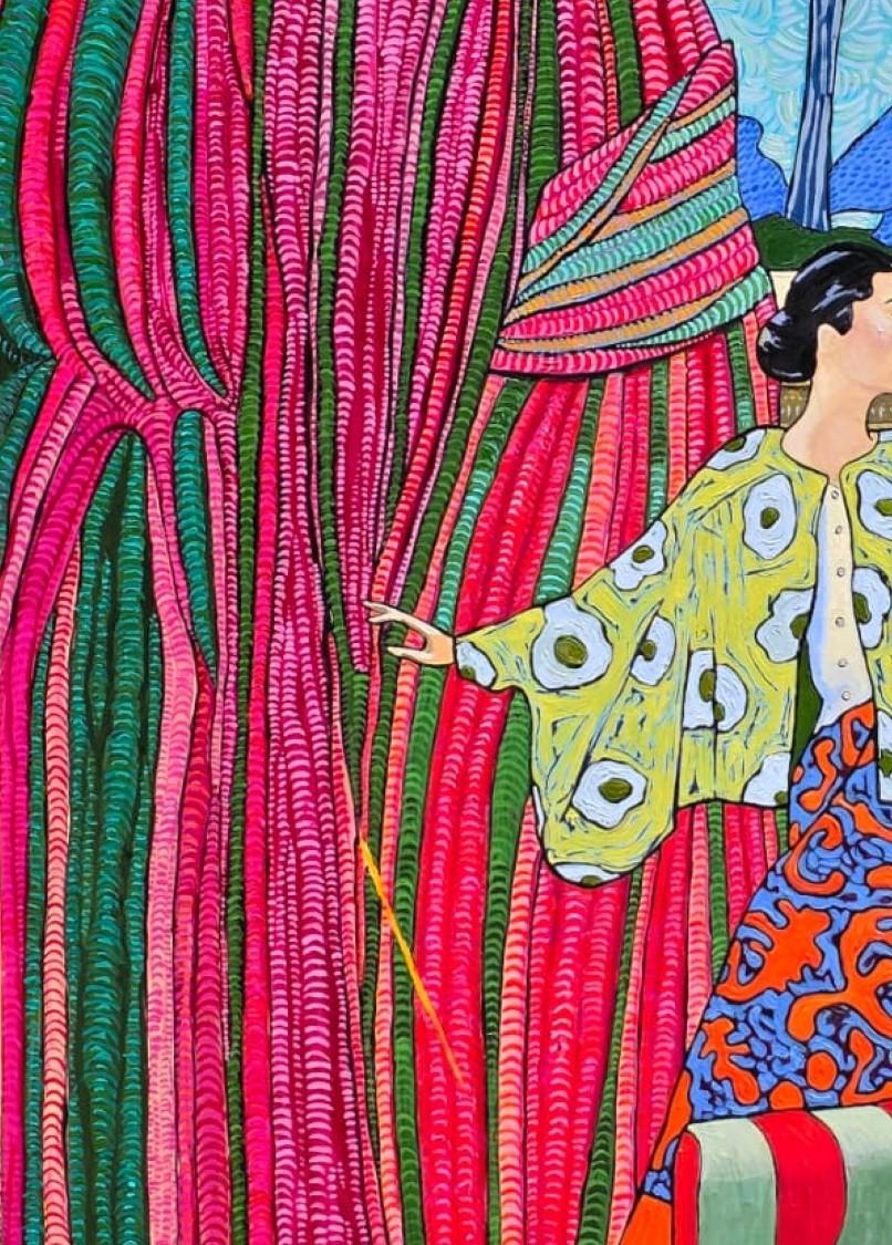 Large Colourful Impressionistic Figurative Interior Painting 