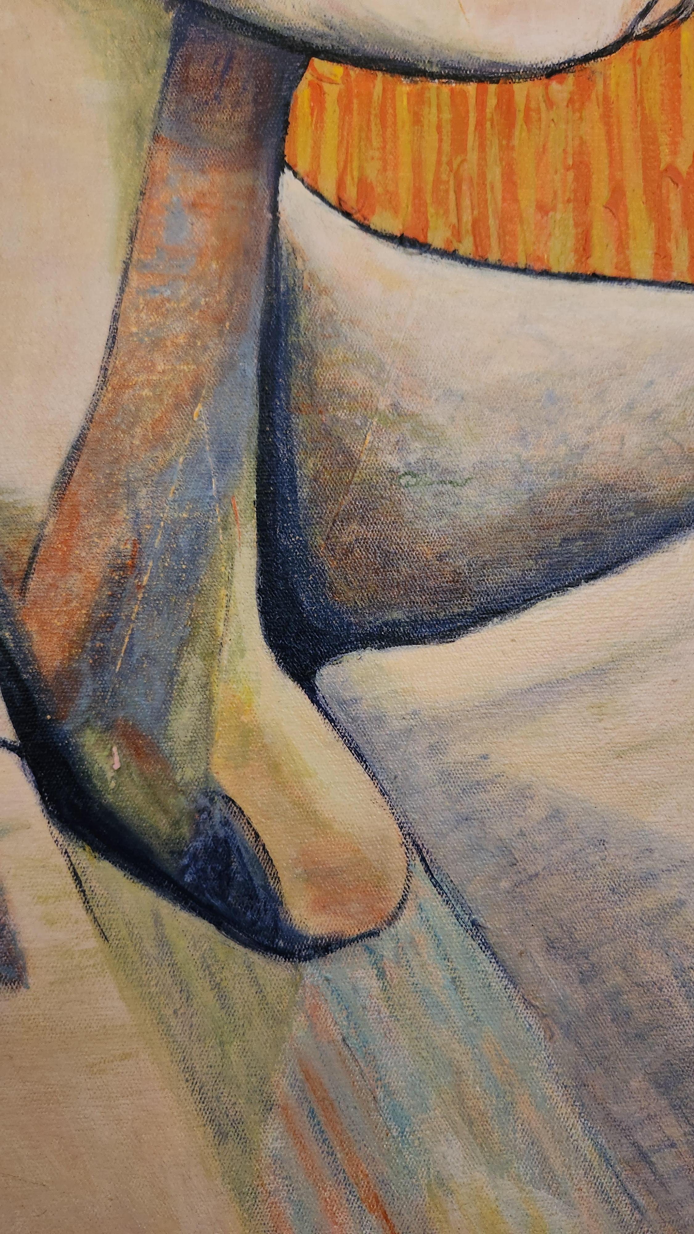 Grande dipinto impressionista arancione 