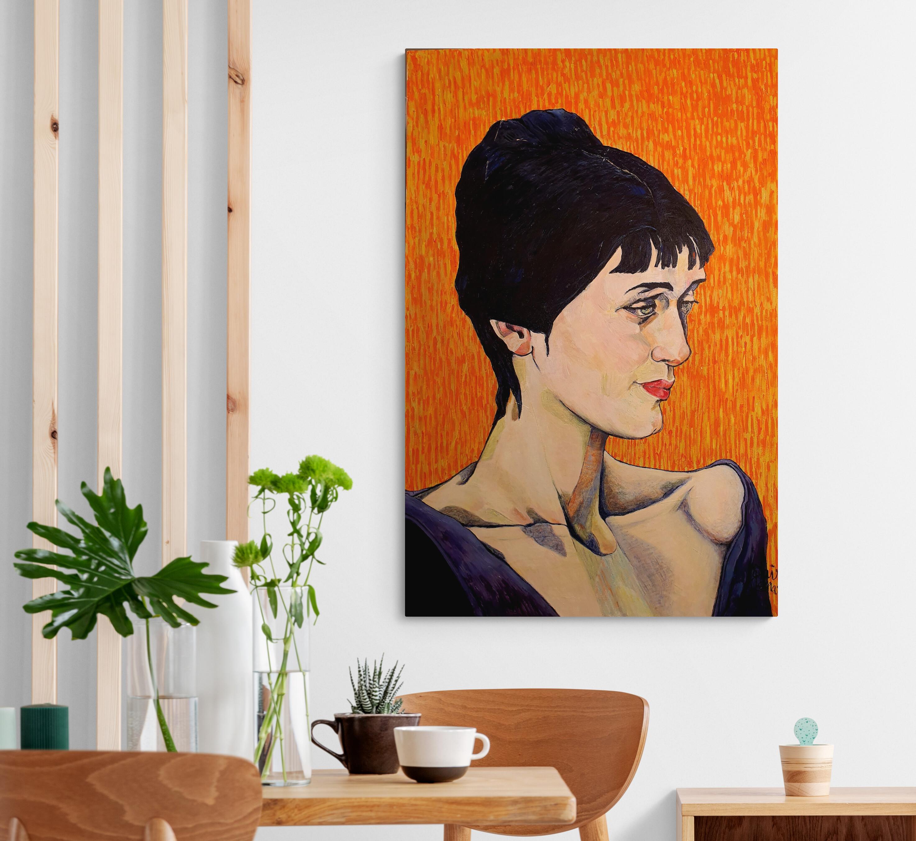 Grande dipinto impressionista arancione 
