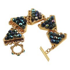 Claire Deve Blue Iridescent Jeweled Link Bracelet