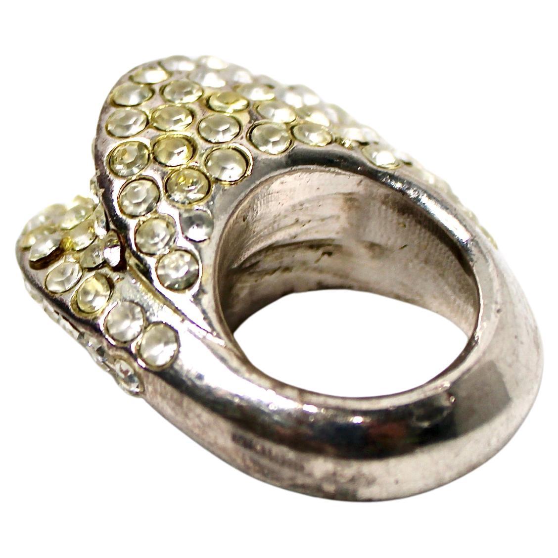 da uomo o donna Claire Deve for Claude Montana, anello con strass, circa anni '80 in vendita