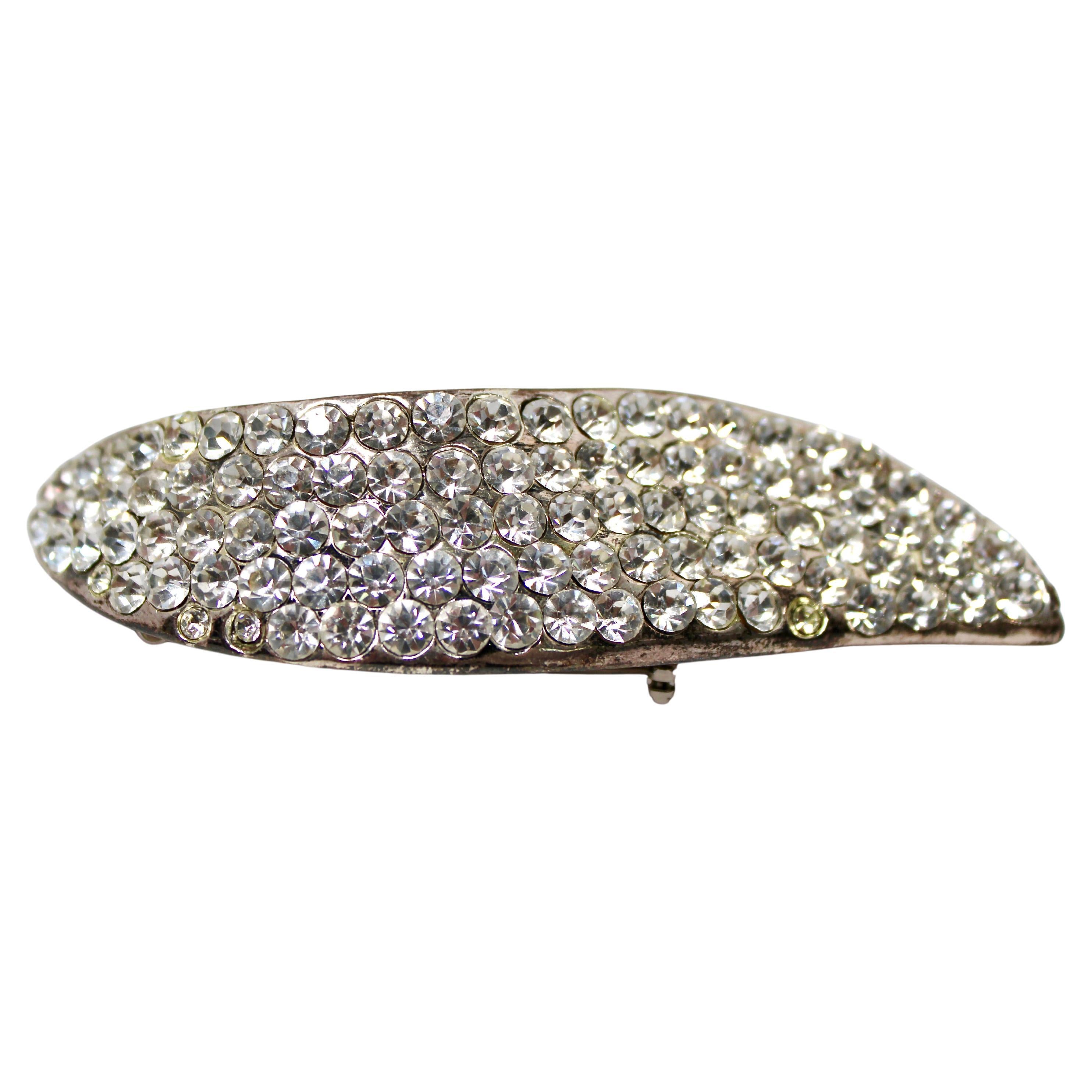 Claire Deve for Claude Montana Strass Blatt Statement Brosche circa 1980s im Angebot 3