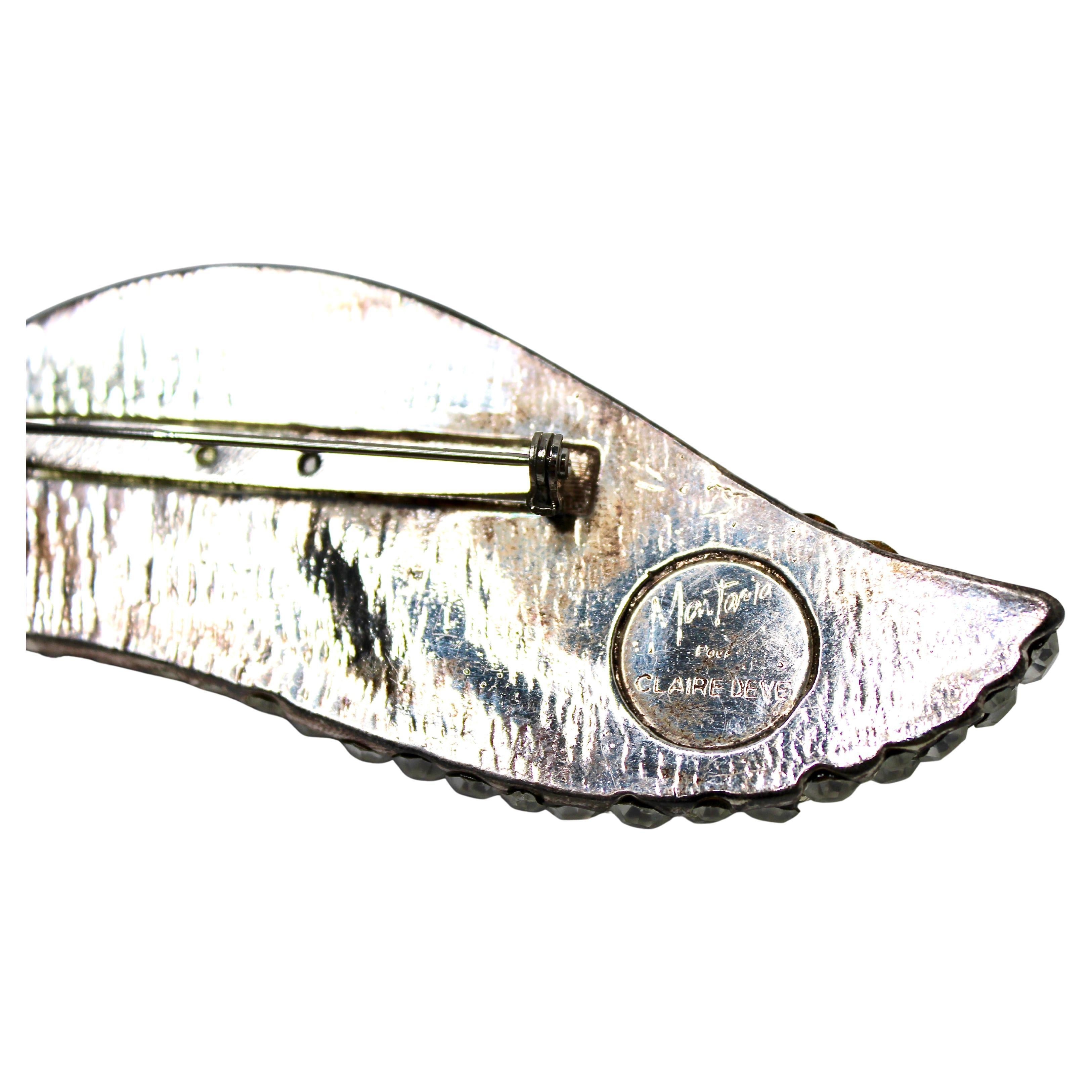 Claire Deve for Claude Montana Strass Blatt Statement Brosche circa 1980s im Angebot 5