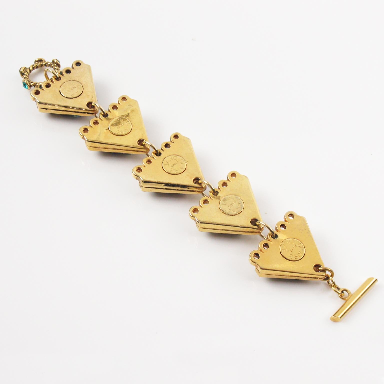 Moderne Claire Deve Bracelet jonc géométrique doré avec bijoux en vente
