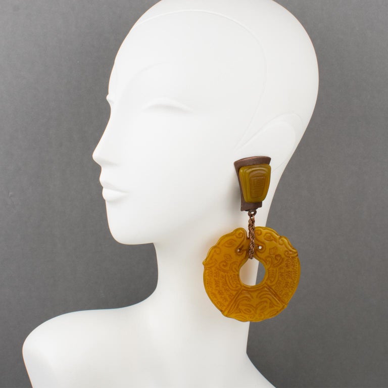 Boucles D'oreilles Vintage CLAIRE DEVE Paris | Clips Dorés, Anciennes | Occasion, Nécessite Un Nettoyage