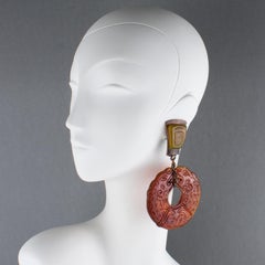 Claire Deve Paris Copper and Resin Clip Earrings Asian Inspired Design