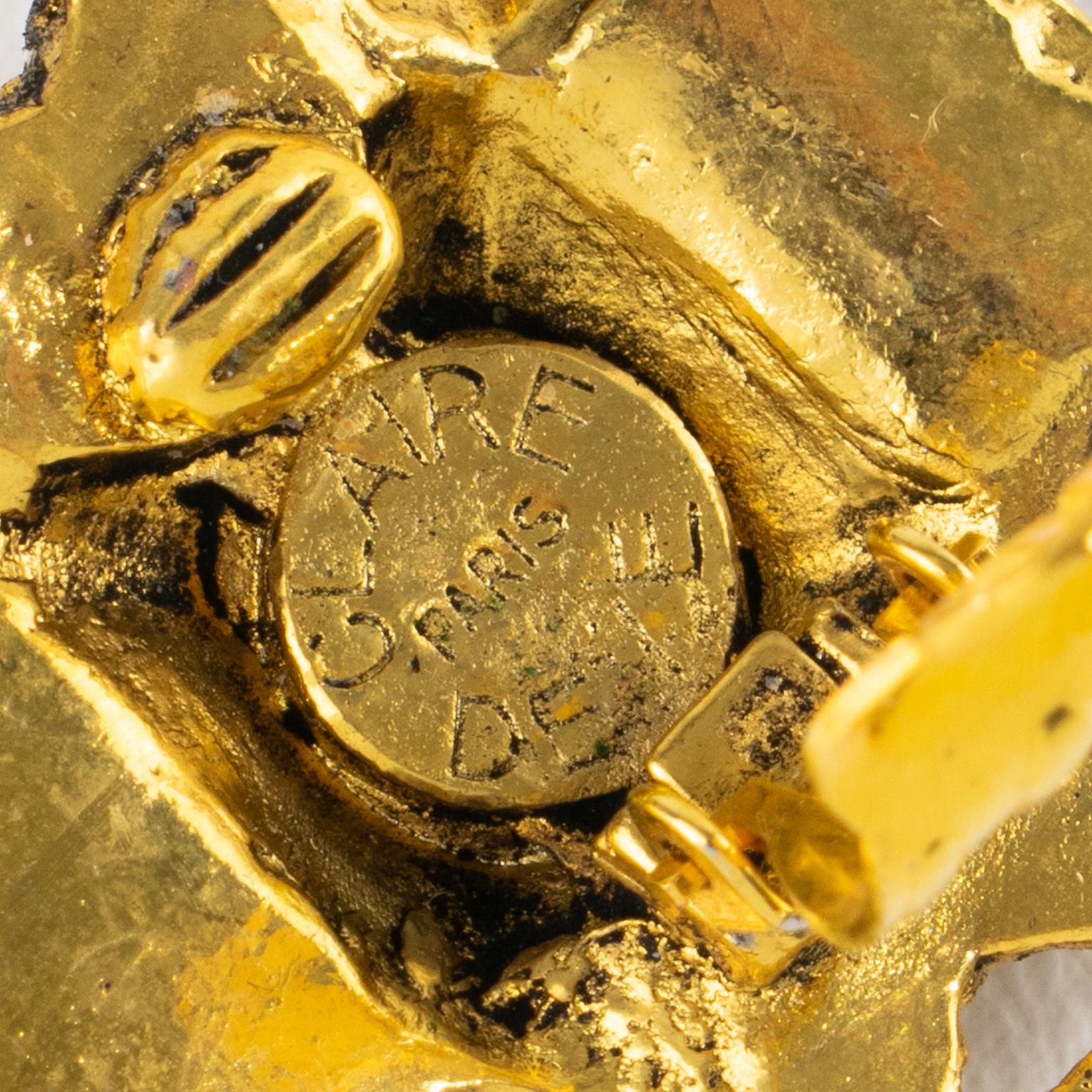 Claire Deve Paris Gilded Metal Geometric Clip-on Earrings im Angebot 1